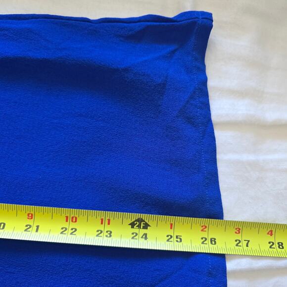 Eileen Fisher 100% Silk Split Sleeve Blouse Top Size L Royal Blue Relaxed Fit - Picture 9 of 9